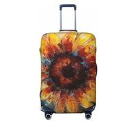 HJTRW Abstract Sunflower Multicolor Travel Luggage Cover Elastic Washable Suitcase Cover Protector Fashion Stretch Baggage Covers Dustproof Suitcase Sleeve Fits 18-32 inch luggage, Black, S