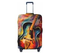 HJTRW Abstract Watercolor Guitar Travel Luggage Cover Elastic Washable Suitcase Cover Protector Fashion Stretch Baggage Covers Dustproof Suitcase Sleeve Fits 18-32 inch luggage, Black, M