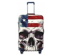 HJTRW American Flag Skull Travel Luggage Cover Elastic Washable Suitcase Cover Protector Fashion Stretch Baggage Covers Dustproof Suitcase Sleeve Fits 18-32 inch luggage, Black, S