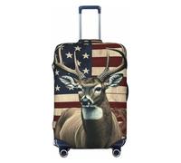 HJTRW Americana Flag Deer Travel Luggage Cover Elastic Washable Suitcase Cover Protector Fashion Stretch Baggage Covers Dustproof Suitcase Sleeve Fits 18-32 inch luggage, Black, M