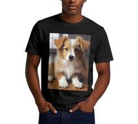 HJTRW Cute Puppy Dog Men's T-Shirts Short Sleeve Crew Neck Undershirt Moisture-Wicking T Shirt for Men Small Black
