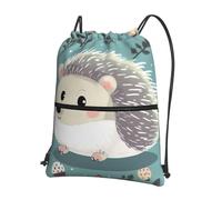 HJTRW Drawstring Backpack String Bag Sackpack Waterproof Sports Gym Bag Cute cartoon hedgehog Cinch Sack, Black, One Size, Travel Backpacks