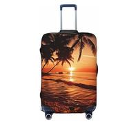 HJTRW Dusk Tropical Beach Palm Travel Luggage Cover Elastic Washable Suitcase Cover Protector Fashion Stretch Baggage Covers Dustproof Suitcase Sleeve Fits 18-32 inch luggage, Black, S