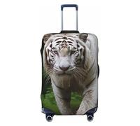 HJTRW Majestic White Bengal Tiger Travel Luggage Cover Elastic Washable Suitcase Cover Protector Fashion Stretch Baggage Covers Dustproof Suitcase Sleeve Fits 18-32 inch luggage, Black, M