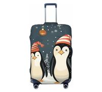 HJTRW Merry Christmas Penguins Travel Luggage Cover Elastic Washable Suitcase Cover Protector Fashion Stretch Baggage Covers Dustproof Suitcase Sleeve Fits 18-32 inch luggage, Black, L