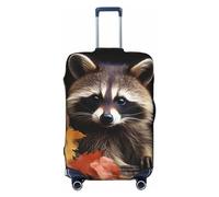 HJTRW Raccoon in The Fall Tree Hole Travel Luggage Cover Elastic Washable Suitcase Cover Protector Fashion Stretch Baggage Covers Dustproof Suitcase Sleeve Fits 18-32 inch luggage, Black, L