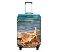 HJTRW Seashells on the Sandy Beach Travel Luggage Cover Elastic Washable Suitcase Cover Protector Fashion Stretch Baggage Covers Dustproof Suitcase Sleeve Fits 18-32 inch luggage, Black, S