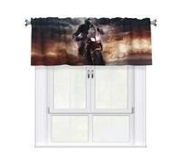 HJTRW Valance for Windows, Blackout Kitchen Window Curtains with Rod Pocket,Thermal Insulated Curtain Valance Man Ride A Motorcycle Short Window Treatment Valance 54" W x 18" L, 1 Panel