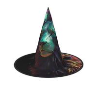 HJTRW Women's Witch Hat Oversized Witches Hats Abstract 3D Art Lion Halloween Wizard Hat Party Cosplay Costume Accessory, Black, 1