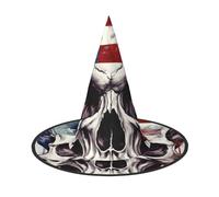 HJTRW Women's Witch Hat Oversized Witches Hats American Flag Skull Halloween Wizard Hat Party Cosplay Costume Accessory