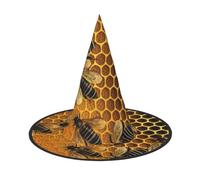 HJTRW Women's Witch Hat Oversized Witches Hats Bees on hive Halloween Wizard Hat Party Cosplay Costume Accessory, Black, 1