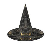 HJTRW Women's Witch Hat Oversized Witches Hats Black Dragon Painting Halloween Wizard Hat Party Cosplay Costume Accessory, Black, 3 PCS