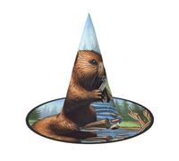 HJTRW Women's Witch Hat Oversized Witches Hats Busy Beaver Cartoon Halloween Wizard Hat Party Cosplay Costume Accessory