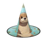 HJTRW Women's Witch Hat Oversized Witches Hats Cartoon Cute Otter Halloween Wizard Hat Party Cosplay Costume Accessory
