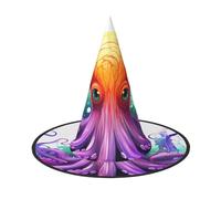 HJTRW Women's Witch Hat Oversized Witches Hats Colorful Octopus Halloween Wizard Hat Party Cosplay Costume Accessory