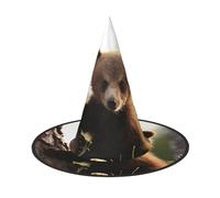 HJTRW Women's Witch Hat Oversized Witches Hats Cute Bear Halloween Wizard Hat Party Cosplay Costume Accessory