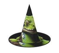 HJTRW Women's Witch Hat Oversized Witches Hats cute green tree python Halloween Wizard Hat Party Cosplay Costume Accessory, Black, 1