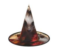 HJTRW Women's Witch Hat Oversized Witches Hats cute hedgehog flower Halloween Wizard Hat Party Cosplay Costume Accessory