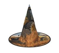 HJTRW Women's Witch Hat Oversized Witches Hats Farm Tractor Harvest Halloween Wizard Hat Party Cosplay Costume Accessory, Black, 1