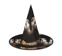 HJTRW Women's Witch Hat Oversized Witches Hats Ferrets Halloween Wizard Hat Party Cosplay Costume Accessory, Black, 1