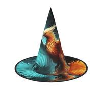 HJTRW Women's Witch Hat Oversized Witches Hats Fire and water phoenix Halloween Wizard Hat Party Cosplay Costume Accessory