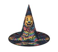 HJTRW Women's Witch Hat Oversized Witches Hats Grateful Dancing Bear Halloween Wizard Hat Party Cosplay Costume Accessory, Black, 1