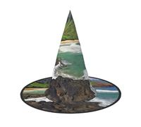 HJTRW Women's Witch Hat Oversized Witches Hats Kauai Hawaii Seashore Halloween Wizard Hat Party Cosplay Costume Accessory, Black, 2 PCS