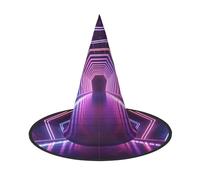 HJTRW Women's Witch Hat Oversized Witches Hats Neon Lights Tunnel Halloween Wizard Hat Party Cosplay Costume Accessory, Black, 2 PCS