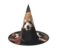 HJTRW Women's Witch Hat Oversized Witches Hats Red Pandas Halloween Wizard Hat Party Cosplay Costume Accessory