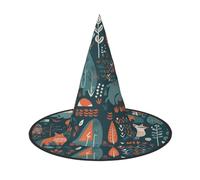 HJTRW Women's Witch Hat Oversized Witches Hats Scandinavian Animals Halloween Wizard Hat Party Cosplay Costume Accessory, Black, 3 PCS