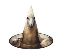 HJTRW Women's Witch Hat Oversized Witches Hats Sheeps Watercolor Halloween Wizard Hat Party Cosplay Costume Accessory, Black, 1