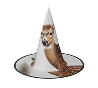 HJTRW Women's Witch Hat Oversized Witches Hats Spotted Deer Halloween Wizard Hat Party Cosplay Costume Accessory