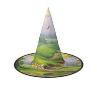 HJTRW Women's Witch Hat Oversized Witches Hats Spring Landscape Halloween Wizard Hat Party Cosplay Costume Accessory, Black, 3 PCS