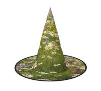 HJTRW Women's Witch Hat Oversized Witches Hats Spring Meadow Flowers Halloween Wizard Hat Party Cosplay Costume Accessory, Black, 3 PCS