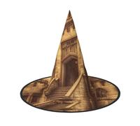 HJTRW Women's Witch Hat Oversized Witches Hats Vintage Medieval Halloween Wizard Hat Party Cosplay Costume Accessory, Black, 2 PCS