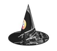HJTRW Women's Witch Hat Oversized Witches Hats Vinyl Records Halloween Wizard Hat Party Cosplay Costume Accessory