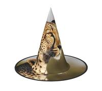 HJTRW Women's Witch Hat Oversized Witches Hats Wild Animal Leopard Halloween Wizard Hat Party Cosplay Costume Accessory