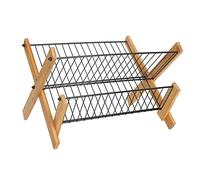 HJUGHPN Dish Rack Stainless Steel 2 Tier Dish Drainer Rack, Collapsible Dish Drainer, Folding Dish Rack for Kitchen Sink, Countertop, Cutlery(Schwarz)