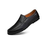 HJUGHPN Formal Shoes For Men Genuine Leather Men Shoes Casual Luxury Brand Mens Loafers Moccasins Breathable Slip on Boat Shoes(Schwarz,8)