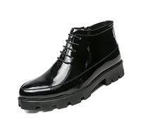 HJUGHPN Formal Shoes For Men Hidden Heels Patent Leather Boots Men Autumn Black Cowboy Boots Mens(10.5 UK)