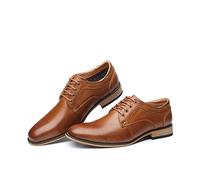 HJUGHPN Formal Shoes For Men Men dress shoes Man formal lace-up shoes Large size Genuine leather business shoes male Increased mens shoes(Brown,13)