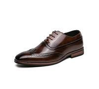 HJUGHPN Formal Shoes For Men Men Leather Dress Shoes Design Brand Shoes Classic Lace-up Brogue Mans Footwear Formal Business Office Shoes Big(Brown,13)