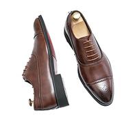 HJUGHPN Formal Shoes For Men Men Leather Lace UP Business Dress Shoes Oxfords Driving Casual Flats Formal Wedding Shoes(Brown,8)