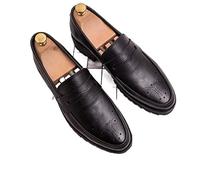 HJUGHPN Formal Shoes For Men Men Leather Shoes Slip-On Casual Leather Soft Man Shoes Thick Bottom Flat Classic Design(Schwarz,8.5)