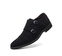 HJUGHPN Formal Shoes For Men Mens Dress Shoes Loafers Formal Double Monk Strap Shoes Wedding Dress Oxford Slip on Shoes for Men Office(Schwarz,12.5 UK)