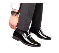 HJUGHPN Formal Shoes For Men Spring And Autumn Men's Casual Shoes Wedding Shoes Patent Leather Men's Shoes Casual Business Men's Dress Shoes Slip-on Solid Color(Schwarz,10.5 UK)