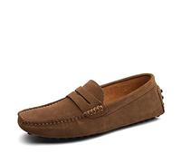 HJUGHPN Formal Shoes For Men Spring and autumn soft men's loafers flat warm large size men's shoes slip-on shoes casual shoes(Brown,16)