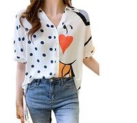 HJUGHPN Ladies Blouses Oversized Loose Short Sleeved Chiffon Top Work Top for Women(XL)