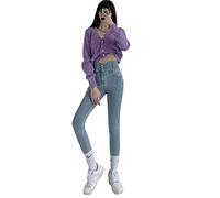 HJUGHPN Ladies Trousers Denim Women High Waist Women Wide Leg Jeans Loose Denim Girls Leggings Jeans Women Slim Sexy Jeans(Blue,M)