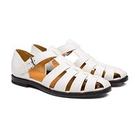 HJUGHPN Sandals Men Men Sandals Summer Leather Fashion Trend Slipper Men Non-slip Casual Protect Men Summer Shoes Plus Size(White,9.5 UK)